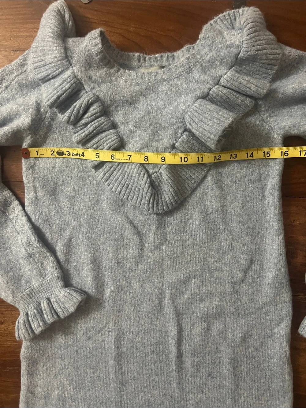 Girls Light Blue Ruffle Sweater Dress